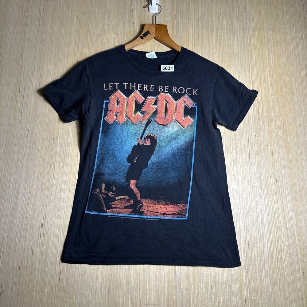 AC/DC Shirt Mens Small Black Let There Be Rock Graphic Band Tee 2010s